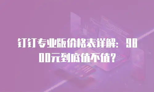 钉钉专业版价格表详解：9800元到底值不值？