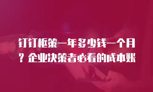 钉钉枢策一年多少钱一个月？企业决策者必看的成本账