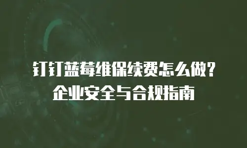 钉钉蓝莓维保续费怎么做？企业安全与合规指南