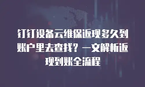 钉钉设备云维保返现多久到账户里去查找？一文解析返现到账全流程
