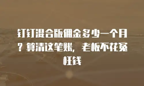 钉钉混合版佣金多少一个月？算清这笔账，老板不花冤枉钱