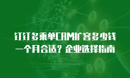 钉钉多乘单CRM扩容多少钱一个月合适？企业选择指南