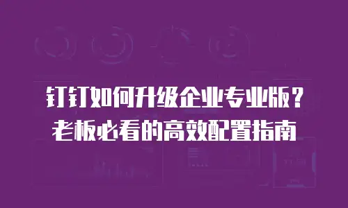 钉钉如何升级企业专业版？老板必看的高效配置指南