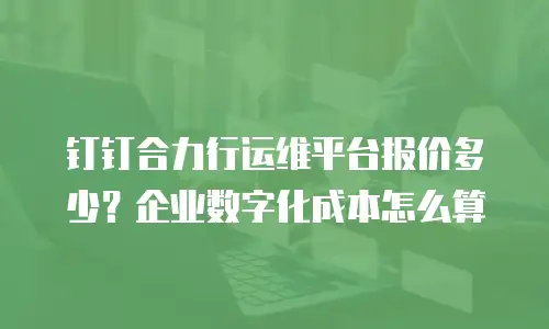 钉钉合力行运维平台报价多少？企业数字化成本怎么算