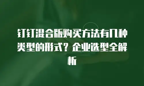 钉钉混合版购买方法有几种类型的形式？企业选型全解析