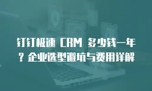 钉钉极速 CRM 多少钱一年？企业选型避坑与费用详解