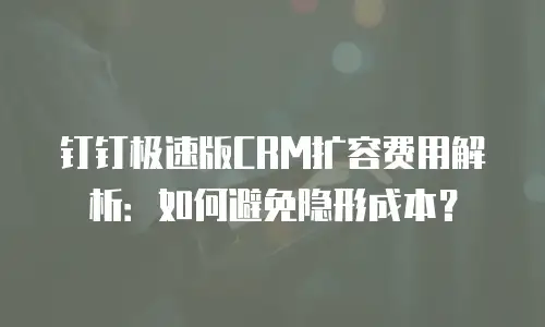 钉钉极速版CRM扩容费用解析：如何避免隐形成本？