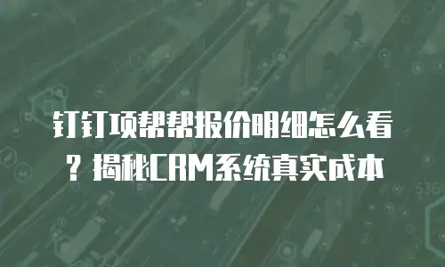 钉钉项帮帮报价明细怎么看？揭秘CRM系统真实成本