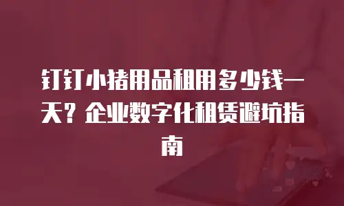 钉钉小猪用品租用多少钱一天？企业数字化租赁避坑指南