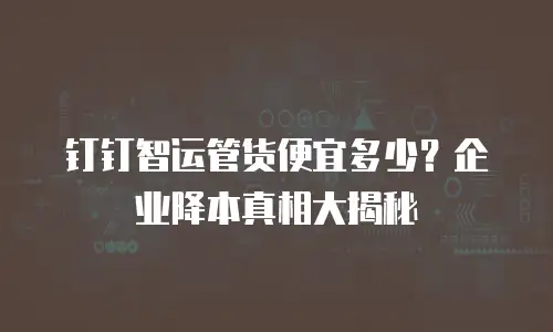 钉钉智运管货便宜多少？企业降本真相大揭秘