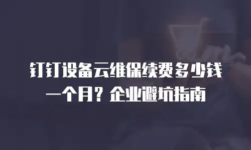 钉钉设备云维保续费多少钱一个月？企业避坑指南