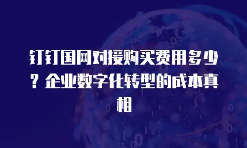 钉钉国网对接购买费用多少？企业数字化转型的成本真相