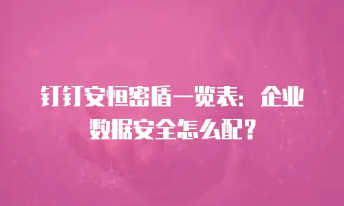 钉钉安恒密盾一览表：企业数据安全怎么配？