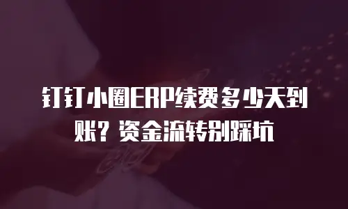 钉钉小圈ERP续费多少天到账？资金流转别踩坑