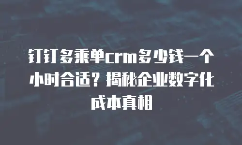 钉钉多乘单crm多少钱一个小时合适？揭秘企业数字化成本真相