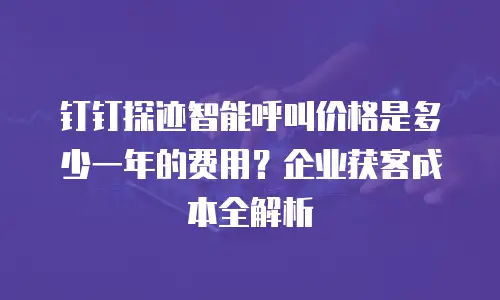 钉钉探迹智能呼叫价格是多少一年的费用？企业获客成本全解析