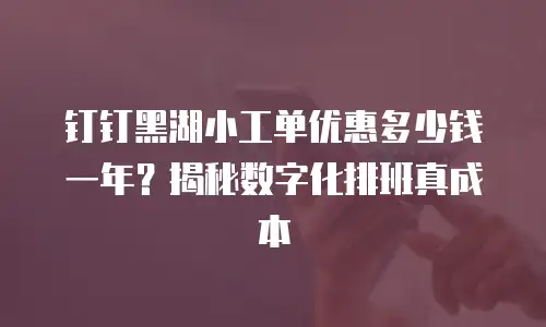钉钉黑湖小工单优惠多少钱一年？揭秘数字化排班真成本