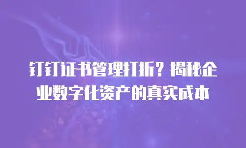 钉钉证书管理打折？揭秘企业数字化资产的真实成本