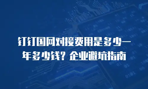 钉钉国网对接费用是多少一年多少钱？企业避坑指南