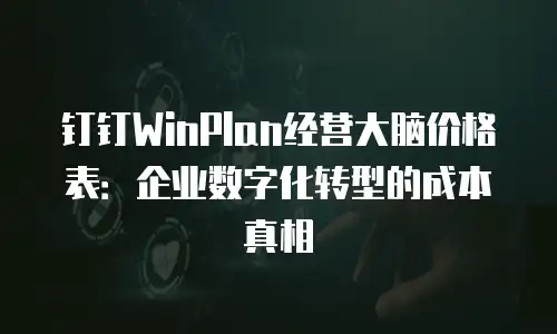 钉钉WinPlan经营大脑价格表：企业数字化转型的成本真相