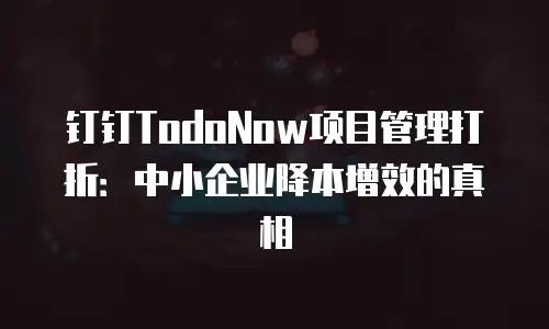 钉钉TodoNow项目管理打折：中小企业降本增效的真相