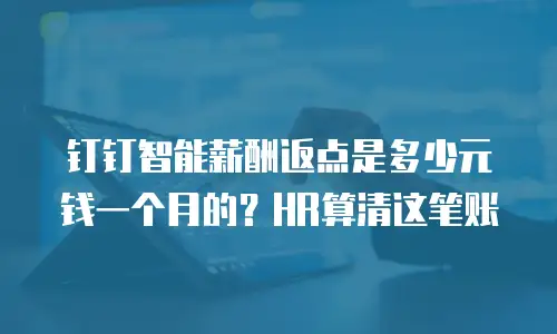 钉钉智能薪酬返点是多少元钱一个月的？HR算清这笔账