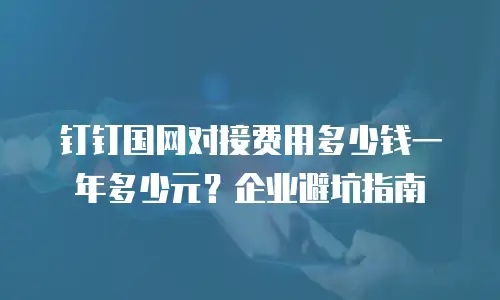 钉钉国网对接费用多少钱一年多少元？企业避坑指南