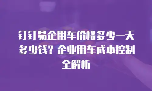 钉钉易企用车价格多少一天多少钱？企业用车成本控制全解析
