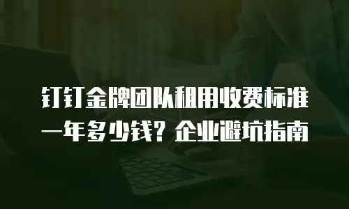 钉钉金牌团队租用收费标准一年多少钱？企业避坑指南