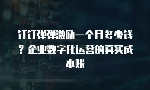 钉钉弹弹激励一个月多少钱？企业数字化运营的真实成本账