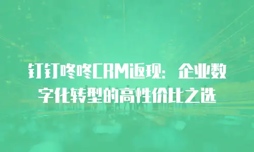 钉钉咚咚CRM返现：企业数字化转型的高性价比之选