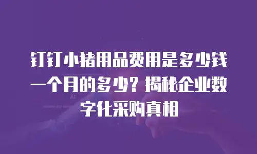 钉钉小猪用品费用是多少钱一个月的多少？揭秘企业数字化采购真相