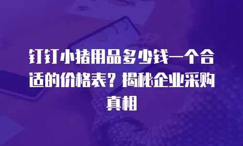 钉钉小猪用品多少钱一个合适的价格表？揭秘企业采购真相