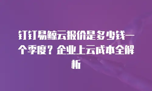 钉钉易鲸云报价是多少钱一个季度？企业上云成本全解析