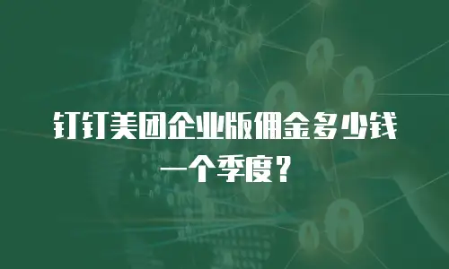 钉钉美团企业版佣金多少钱一个季度？