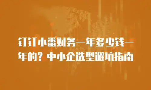 钉钉小番财务一年多少钱一年的？中小企选型避坑指南