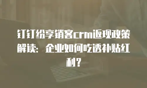 钉钉纷享销客crm返现政策解读：企业如何吃透补贴红利？