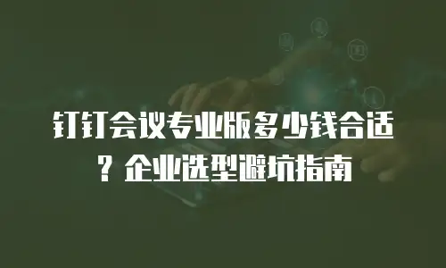 钉钉会议专业版多少钱合适？企业选型避坑指南