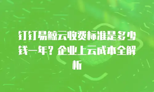 钉钉易鲸云收费标准是多少钱一年？企业上云成本全解析