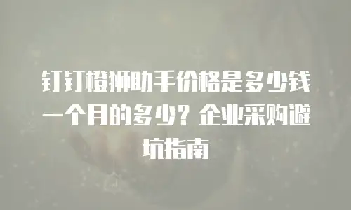 钉钉橙狮助手价格是多少钱一个月的多少？企业采购避坑指南
