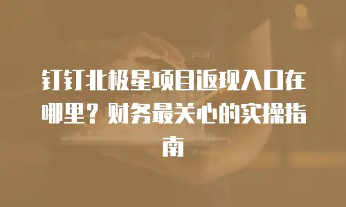 钉钉北极星项目返现入口在哪里？财务最关心的实操指南