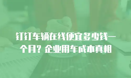 钉钉车辆在线便宜多少钱一个月？企业用车成本真相
