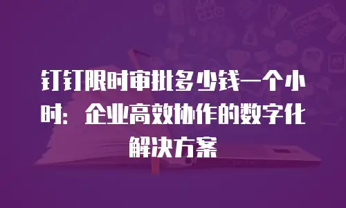钉钉限时审批多少钱一个小时：企业高效协作的数字化解决方案