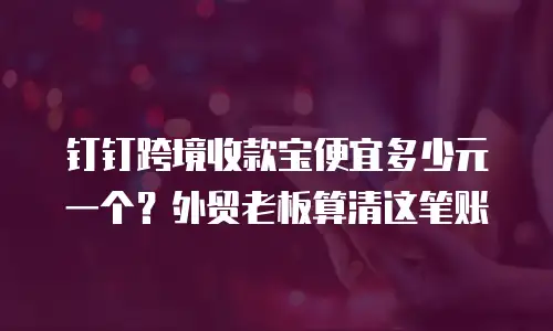 钉钉跨境收款宝便宜多少元一个？外贸老板算清这笔账