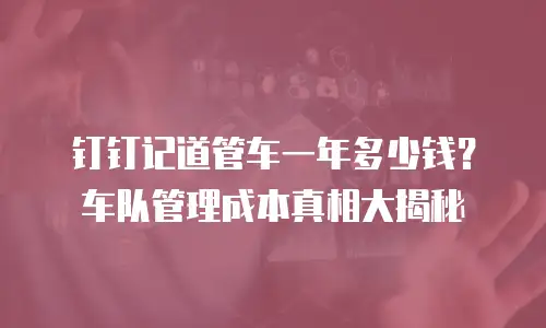 钉钉记道管车一年多少钱？车队管理成本真相大揭秘
