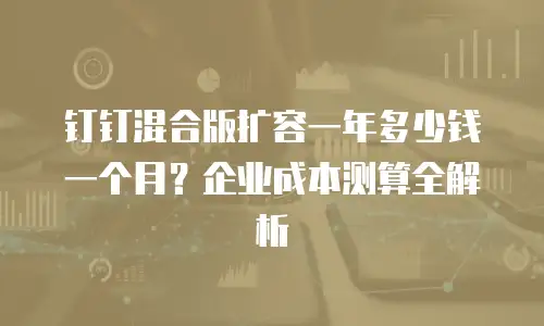 钉钉混合版扩容一年多少钱一个月？企业成本测算全解析