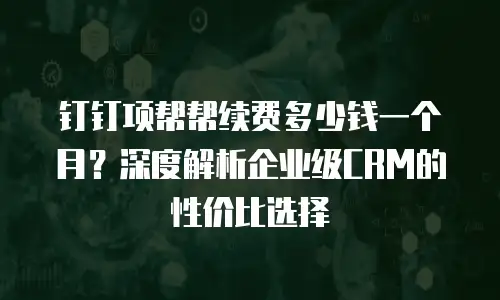 钉钉项帮帮续费多少钱一个月？深度解析企业级CRM的性价比选择