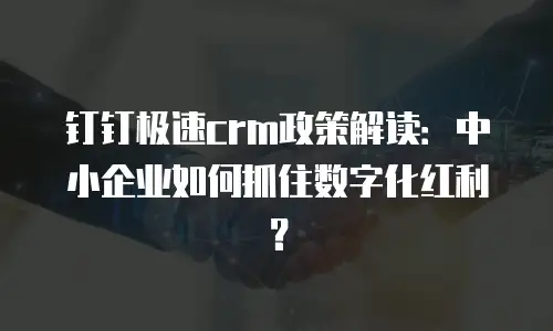 钉钉极速crm政策解读：中小企业如何抓住数字化红利？