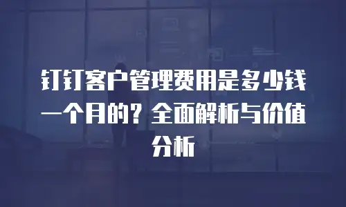 钉钉客户管理费用是多少钱一个月的？全面解析与价值分析