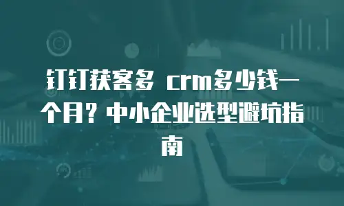 钉钉获客多 crm多少钱一个月？中小企业选型避坑指南